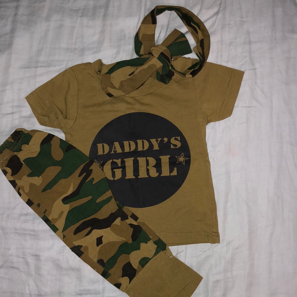 Camo “Daddys Girl” outfit ss 3- 6 months